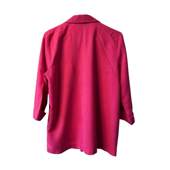 Vtg Joanna Power Blazer Jacket, Sz M Hot Pink Unlined 3/4 Sleeve, Buttonless - Picture 9 of 10